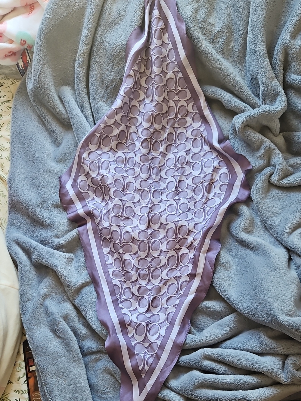 Coach Lavender Signature Print Silk Scarf